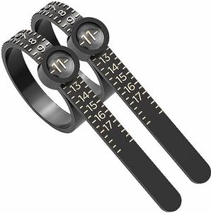 Yowamho Ring Sizer - 2 pack Ring Sizer Measuring Tool with Magnified Glass, Clear and Accurate Jewelry Sizing Tool 1-17 USA Rings, Black