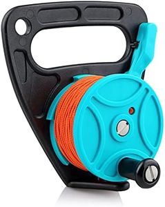 Scuba Dive Reel with Thumb Stopper, 150-foot High Visibility Retractable Line Diving Reel Finger Spool with Handle Stop Switch for Cave and Wreck Exploration, Kayaking Anchor, Spear Fishing, SMB Blue