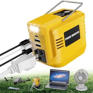 200W Power Inverter for Dewalt 20V, DC 20V to AC 110V Inverter, Portable Power Station with 2 USB Ports & 1 AC Outlet & 1 Type-C Fast Charging, Battery Adapter with LED, Battery Not Included