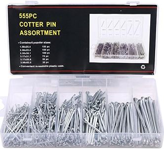 Glarks 555Pcs Heavy Duty Zinc Plated Cotter Pin Assortment Kit