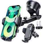 YRU【Best 80+LBS Strongest Suction】 Car Phone Holder Mount 2024 Ultimate【Military-Grade Patent & Safety Certs】 Dashboard Windshield Vent Truck Cradle Stand for iPhone 15 Pro Max 14 13 Samsung, Black