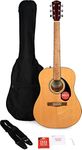 Fender FA-115 Dreadnought Acoustic Guitar Pack, Walnut Fingerboard, includes Guitar Gig bag, Strap, Picks, Strings, Online Lessons, Natural