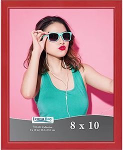 Icona Bay 8x10 Picture Frame, Red Colored Solid Wood Scandinavian Style Frame for Photo, Pizzazz Collection