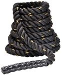 Signature Fitness Battle Rope 1.5Inch 2 Inch Diameter Poly Dacron 30 FT, 40 FT, 50 FT Length, Heavy Ropes for Home Gym and Workout