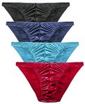 Mens Satin Bikini Briefs Panties Small to 3XL Silky Sexy Mens Underwear Multi Pack, Harmony, XL