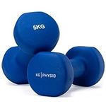 Dumbbells Set Weights by KG Physio - Neoprene-Coated Dumbbells, Sweat-Resistant Dumbellsweights Set with Anti-Roll Technology, Dumbbell Set with Exercise Poster, 1-10kg Dumbbells Pair