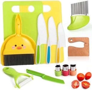14 PC Kid Safe Knife Set for Real Cooking Toy for Age 2+ , Montessori Kitchen tools for Toddlers Mini Chef 2-4 5-7 6-8 Year Old Kids, Christmas Toy Gifts for 2 3 4 5 6 7 8 9 Year Old Girl Boy Birthday
