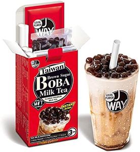Instant Boba Bubble Pearl Milk Tea Kit with Authentic Brown Sugar Tapioca Boba, Ready in Under One Minute, Paper Straws Included - 3 Servings