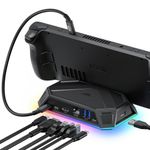 JSAUX RGB Docking Station for Steam Deck (OLED)/ROG Ally/Legion Go, 8-in-1 Steam Deck Dock with 4K@60Hz HDMI, Gigabit Ethernet, USB-C 3.0, Dual USB-A 3.0, USB 2.0, 100W USB-C Charging-HB0801 [Black]