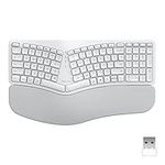 DELUX Wireless Ergonomic Split Keyboard with Backlit and Palm Rest for Natural Typing and Reduce Hands Pain, 2.4G Wireless and Bluetooth, Scissor Switch, for Windows and Mac (GM902Pro-White)