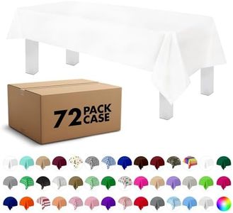 Grandipity White 72 Pack Premium Disposable Plastic Tablecloth 54 Inch. x 108 Inch. Decorative Rectangle Table Cover