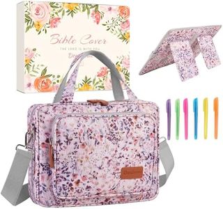 DERSTUEWE Bible Cover Case for Women – Stylish & Durable Bible Bag with Zippered Closure, Floral Print, Fits Standard & Large Bibles, Perfect for Church & Travel, Floral Print