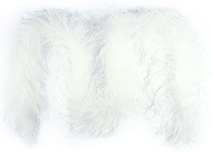 THARAHT White Ostrich Feather Boa 2PLY 2Yard Natural Fluffy Feather Boa for Crafts DIY Wedding Easter Halloween Party Costume Decoration Ostrich Feather Boa