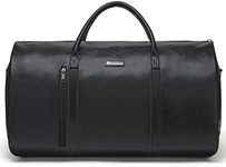 Modoker Convertible Leather Garment Bag, Carry on Garment Bags for Travel Waterproof Garment Duffel Bag Gifts for Men Women Business - 2 in 1 Hanging Suitcase Suit Travel Bags, C-Black