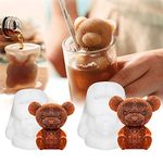 Whaline 2Pcs 3D Teddy Bear Ice Cube Mold, Silicone Animal Mold, Soap Candle Mold, Ice Cube for Coffee, Milk, Tea, Candy Gummy Fondant, Cake Baking, Cupcake Topper Decoration (2 Sizes)