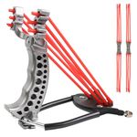 Outdoor Folding Slingshot with Wrist Strap, Compass and 2 Elastic Bands, Durable Accurate Shooting for Adults