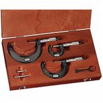 Starrett ST436.1AXRLZ 436.1 Series Outside Micrometer Set, Ratchet Stop, Lock Nut, Carbide Faces, 0-3" Range, 0.0001" Graduation