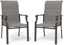 MFSTUDIO Patio Dining Chairs Set of 2, Padded Textilene Patio Chairs Outdoor Dining Chairs, High Back Sling Patio Chairs for Backyard Lawn Garden, Grey