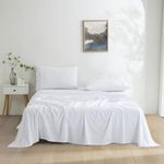 Dreamaker Machine Washable Flannelette Soft Luxurious Micro Flannel Sheet Set - King Single Bed 1x Flat Sheet 200x260cm, 1x Fitted Sheet 107x203x45cm; 1x Pillowcase 48x73+15cm (White)