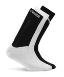 Puma Cotton Relaxed Fit Unisex-Adult Color Block Crew Length Socks, Black/White, 39/42 (94056701)