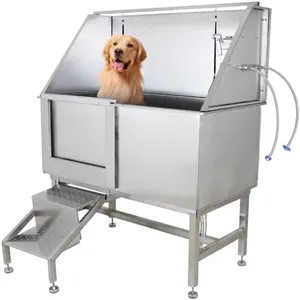 GarveeLife 62" Dog Grooming Tub, Pet Wash Station, Professional Stainless Steel Pet Grooming Tub with Ramp, Faucet, Sprayer, and Drain Kit