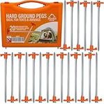 Xtremeauto Heavy Duty Tent Pegs Ground Pegs - X20 Hard Ground Camping Pegs For Tent, Awning & Tarpaulin, Long Steel Ground Stakes Metal Tent Pegs With Plastic Storage Case Rock Ground Pegs Heavy Duty