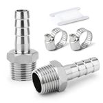 ERGAOBOY 2 Pcs 304 Stainless Steel 12mm OD Barb to 1/2" BSP Male Hose Barb, Compression Fittings