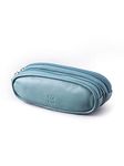 Lakeland Leather Real Leather Double Twin Pair Unisex Glasses Case (Blue)