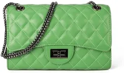 Gladdon Quilted Leather Crossbody Bags for Women Trendy Ladies Shoulder Purse with Chain Strap Stylish Purses Light Green