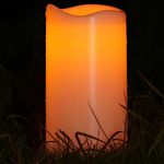 Rlenxen 4" x 8" Reusable Solar Pillar Candles Outdoor Waterproof - Solar Powered Large Flameless Candles with Dusk to Dawn Light Sensor - Great for Lantern, Garden Camping and Home Decor