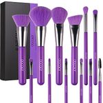 Docolor Makeup Brushes 10 Piece Neon Purple Makeup Brush Set Premium Synthetic Kabuki Foundation Blending Face Powder Mineral Eyeshadow Make Up Brushes Set