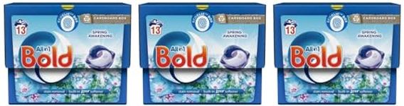 Bold All-in-1 Pods Washing Liquid Capsules, 13capsules, Spring Awakening Scent, 3Pk, 3 x 13 Pods each