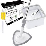 VENETIO Innowellclean Triangle Spin Mop and Bucket Set with Self-Cleaning/Dry/Wet 3-in-1 Dirty Separation System | Flat Microfiber Mop for Floor Cleaning - Home & Kitchen Hardwood, Laminate, Tile