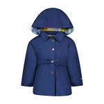 LONDON FOG Girls' Li'l Lightweight Trench Dress Coat Jacket Trenchcoat, New Navy, 2 Years