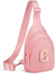 Viverte Gifts for Teen Girls 3 4 5 6 7 8 9 10 11 Year Old Girls Birthday Gifts for Best Friends Personalized Gifts for Women Preppy Stuff Small Initial Sling Bag (Light Pink-C)