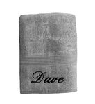 Personalised Embroidered Premium Quality Bath Towel Gift with Colour & Name Choice (Grey)