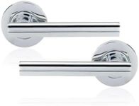 XFORT Polished Chrome Liberty Lever On Rose Door Handles, T-bar Lever Latch Rose Door Handle, Ideal for Internal Wooden Doors for Home and Office (1 Pair)