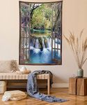 Ambesonne Waterfall Tapestry Queen Size, Wide Waterfall Deep Down in The Forest Seen from a City Window Epic Surreal Print, Wall Hanging Bedspread Bed Cover Wall Decor, Queen Size, Multicolor