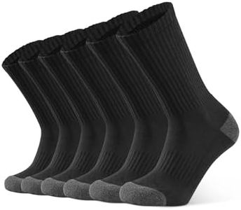CLOSEMATE Mens Athletic Cushioned Crew Socks 6 Pairs Cotton Breathable for Work Training Sports(6Black, Size L)