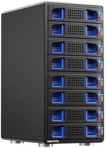CENMATE Aluminum 8 Bay Hard Drive RAID Enclosure with Cooling Fan for 2.5“/3.5" SATA HDD/SSD with USB A/C 3.0, Tool-Free HDD Enclosure, 8 Modes