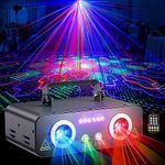 Ehaho DJ Laser Lights for Party, Professional 5 in 1 RGBUV Laser Light Show Projector Support DMX512, Sound Activated with Remote Control for Indoor Parties Disco Club KTV Bar Stage DJ Lighting