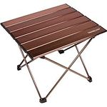 Trekology Portable Camping Table with Aluminum Table Top, Hard-Topped Folding Table in a Bag for Picnic, Camp, Beach, Useful for Dining, Cutting, Cooking with Burner & Easy to Clean (Brown, Small)