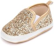 LONSOEN Baby Girls Boys Dress Loafers Oxford Soft Bottom Infant Prewalk Shoes, 257 Gold, 6-12 Months Infant