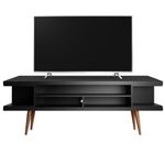 Manhattan Comfort Utopia 70.47" TV Stand with Splayed Wooden Legs and 4 Shelves, Black