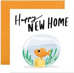 Old English Co. Happy New Home Fish Bowl Card - Cute Fun Housewarming Card for Him or Her | Card for Men and Women | Blank Inside & Envelope Included