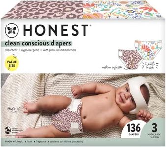 The Honest Company Clean Conscious Diapers | Plant-Based, Sustainable | Wild Thang + Flower Power | Super Club Box, Size 3 (16-28 lbs), 136 Count