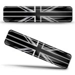 Biomar Labs® 2 x 3D Domed Silicone Silver Stickers Decals England UK Union Jack National United Kingdom Great Britain Flag Car Motorcycle Helmet F 127