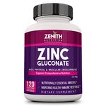 Zenith Nutrition Zinc Gluconate – Elemental Zinc Composition 12 mg | 120 veg capsules | Supports Healthy Immune System