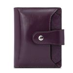 BOSTANTEN Women Leather Wallet RFID Blocking Small Bifold Zipper Pocket Wallet Card Case Purse with ID Window Purple