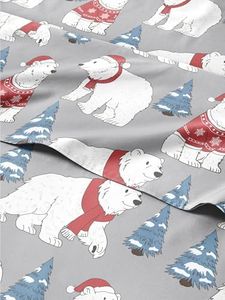 Christmas Sheet Set, Santa Bears, Holiday Xmas Bedding Set - Split King